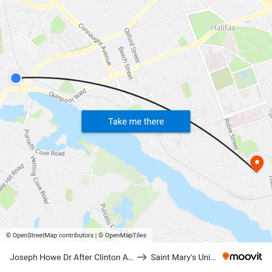 Joseph Howe Dr After Clinton Ave (7006) to Saint Mary's University map