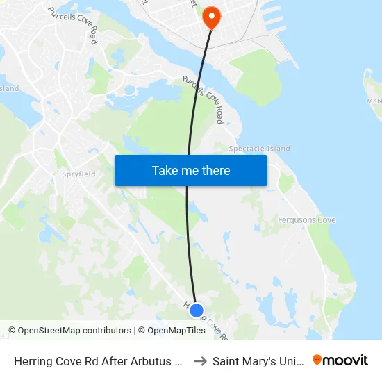 Herring Cove Rd After Arbutus Ave (6895) to Saint Mary's University map