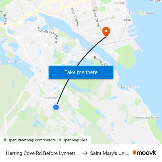 Herring Cove Rd Before Lynnett Rd (6898) to Saint Mary's University map