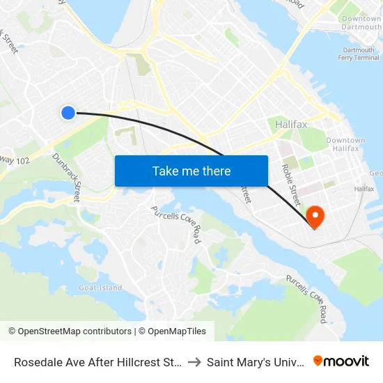 Rosedale Ave After Hillcrest St (8246) to Saint Mary's University map
