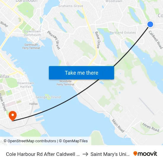 Cole Harbour Rd After Caldwell Rd (6474) to Saint Mary's University map