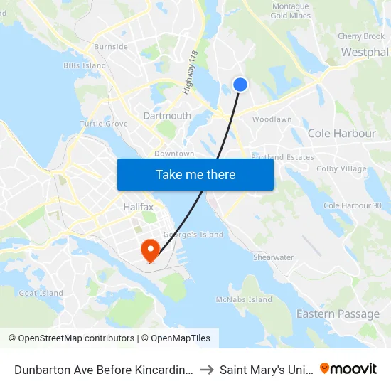 Dunbarton Ave Before Kincardine Dr (6592) to Saint Mary's University map