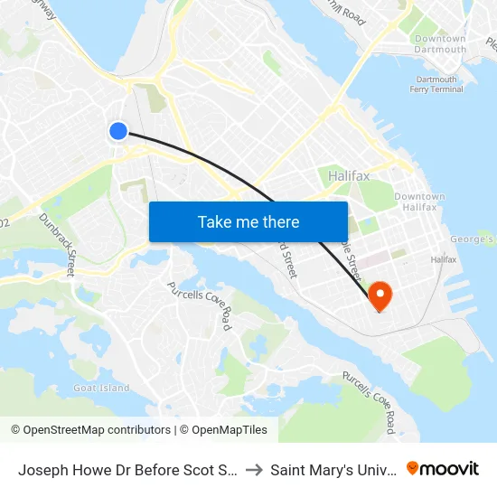 Joseph Howe Dr Before Scot St (6986) to Saint Mary's University map