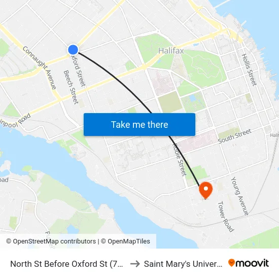 North St Before Oxford St (7356) to Saint Mary's University map