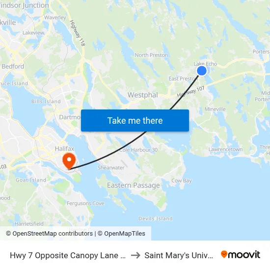 Hwy 7 Opposite Canopy Lane (8922) to Saint Mary's University map