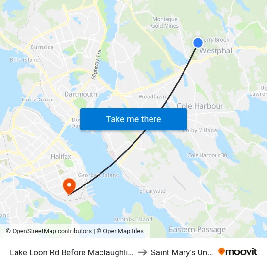 Lake Loon Rd Before Maclaughlin Rd (7100) to Saint Mary's University map