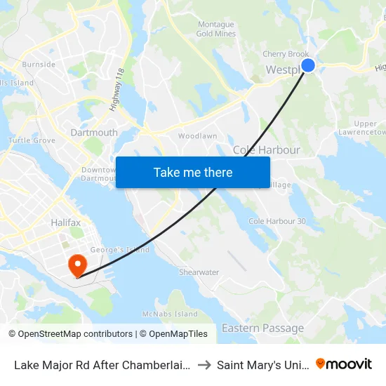Lake Major Rd After Chamberlain Dr (7103) to Saint Mary's University map
