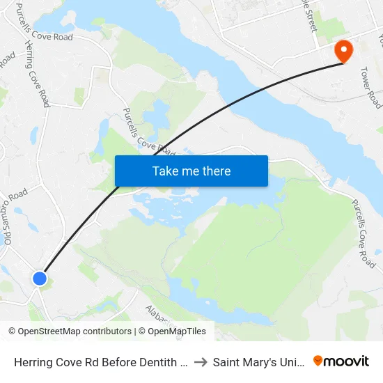 Herring Cove Rd Before Dentith Rd (6866) to Saint Mary's University map