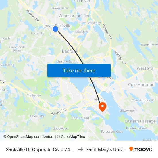 Sackville Dr Opposite Civic 745 (8259) to Saint Mary's University map