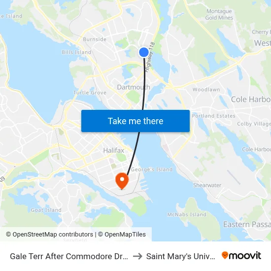 Gale Terr After Commodore Dr (8656) to Saint Mary's University map