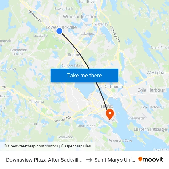 Downsview Plaza After Sackville Dr (8433) to Saint Mary's University map