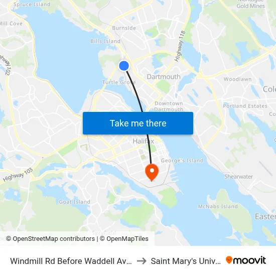 Windmill Rd Before Waddell Ave (8511) to Saint Mary's University map