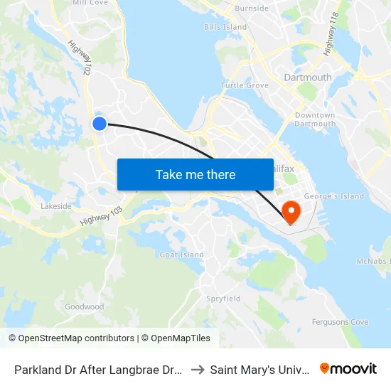 Parkland Dr After Langbrae Dr (7435) to Saint Mary's University map