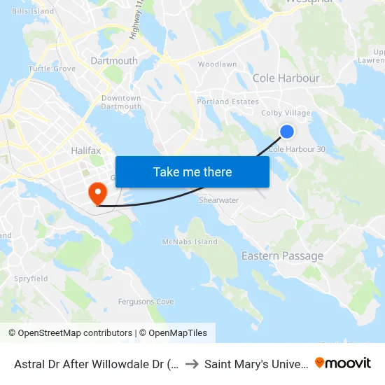 Astral Dr After Willowdale Dr (6056) to Saint Mary's University map