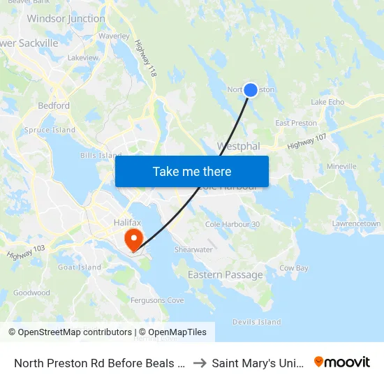 North Preston Rd Before Beals Cr (7113) to Saint Mary's University map