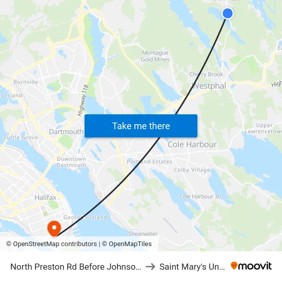 North Preston Rd Before Johnson Rd (7117) to Saint Mary's University map