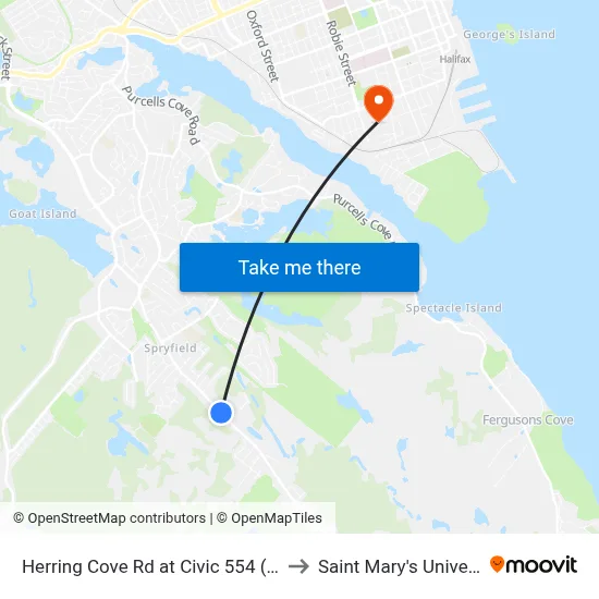 Herring Cove Rd at Civic 554 (6877) to Saint Mary's University map