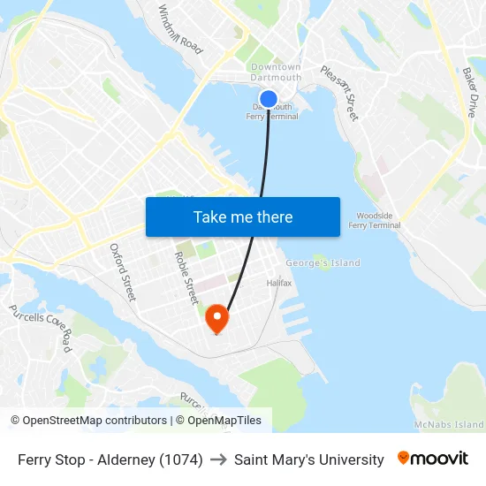 Ferry Stop - Alderney (1074) to Saint Mary's University map