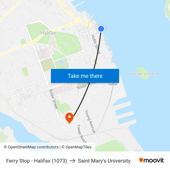 Ferry Stop - Halifax (1073) to Saint Mary's University map