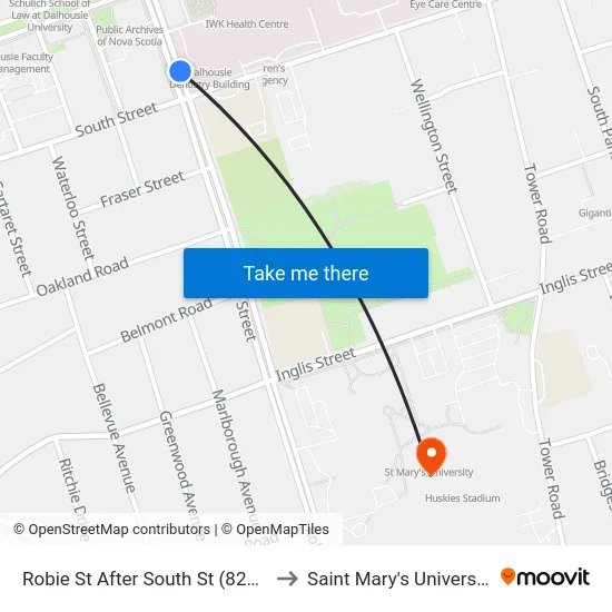 Robie St After South St (8220) to Saint Mary's University map