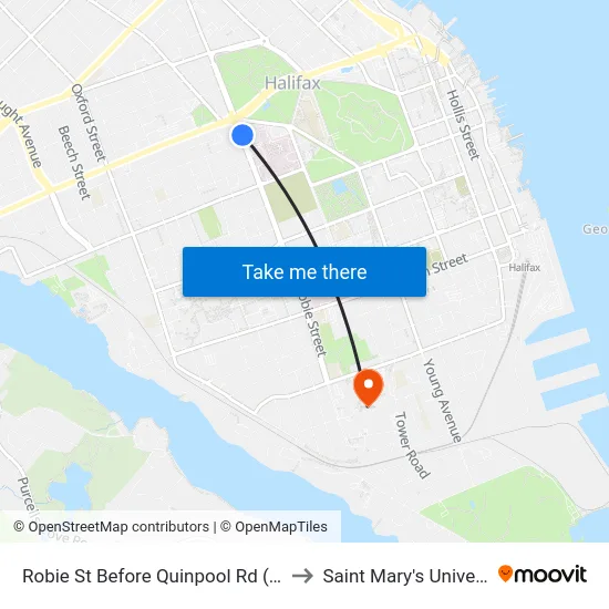 Robie St Before Quinpool Rd (8223) to Saint Mary's University map