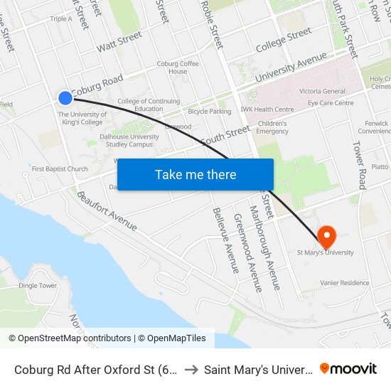 Coburg Rd After Oxford St (6453) to Saint Mary's University map