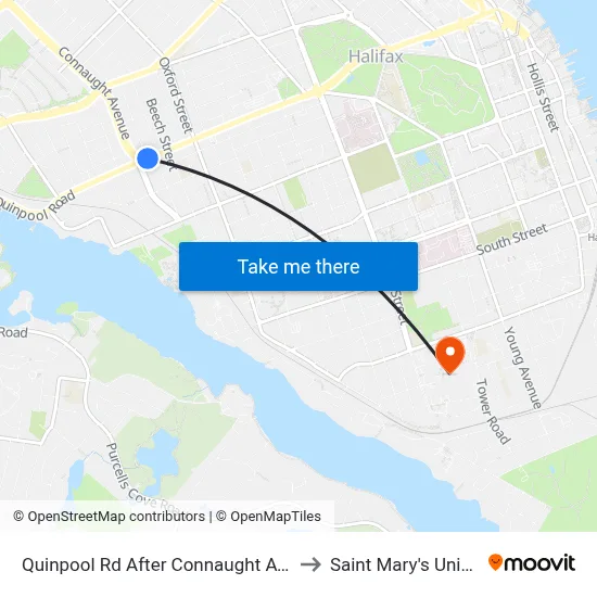 Quinpool Rd After Connaught Ave (8135) to Saint Mary's University map