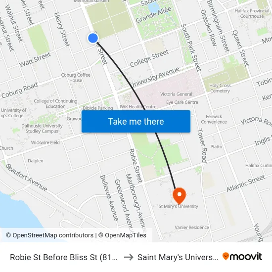 Robie St Before Bliss St (8194) to Saint Mary's University map