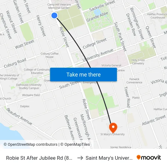 Robie St After Jubilee Rd (8195) to Saint Mary's University map