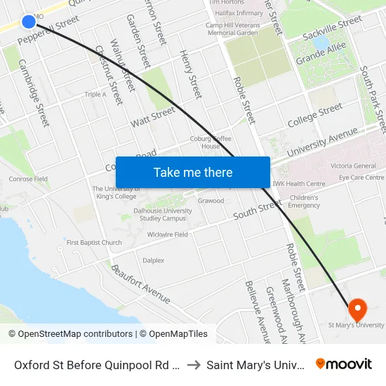 Oxford St Before Quinpool Rd (7421) to Saint Mary's University map