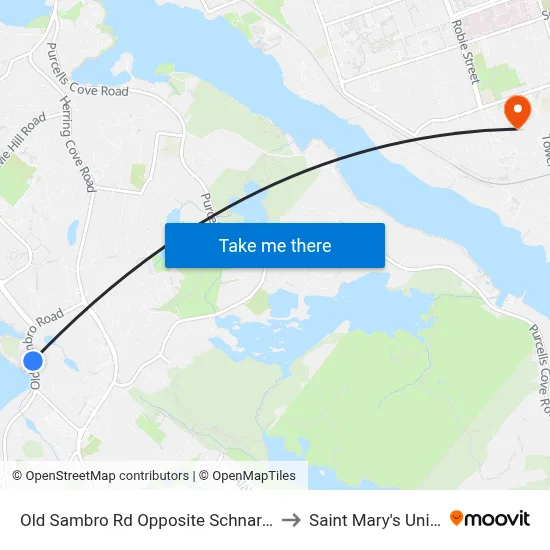 Old Sambro Rd Opposite Schnare St (6608) to Saint Mary's University map