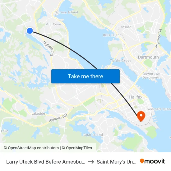Larry Uteck Blvd Before Amesbury Gt (6027) to Saint Mary's University map