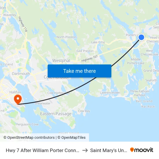 Hwy 7 After William Porter Connector (9079) to Saint Mary's University map