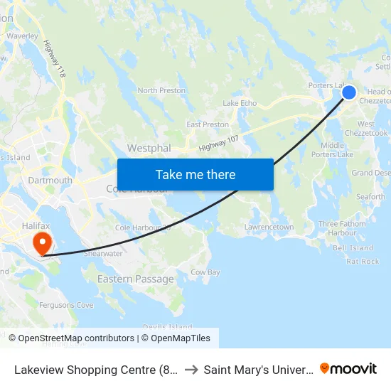 Lakeview Shopping Centre (8909) to Saint Mary's University map