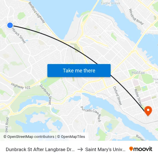 Dunbrack St After Langbrae Dr (6596) to Saint Mary's University map