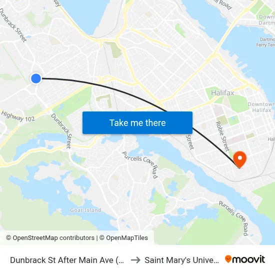 Dunbrack St After Main Ave (6597) to Saint Mary's University map
