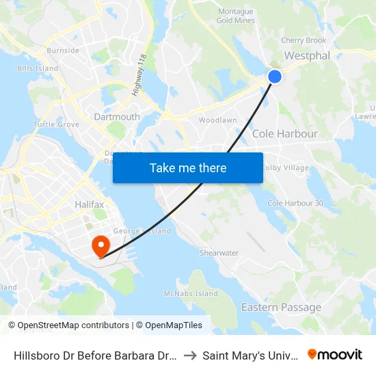 Hillsboro Dr Before Barbara Dr (6935) to Saint Mary's University map
