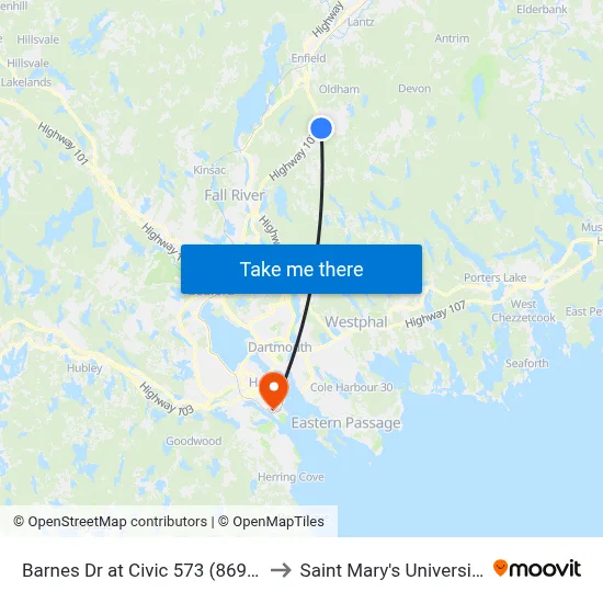 Barnes Dr at Civic 573 (8696) to Saint Mary's University map