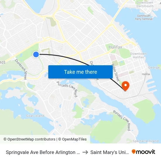 Springvale Ave Before Arlington Ave (8346) to Saint Mary's University map