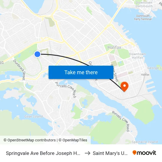 Springvale Ave Before Joseph Howe Dr (8344) to Saint Mary's University map