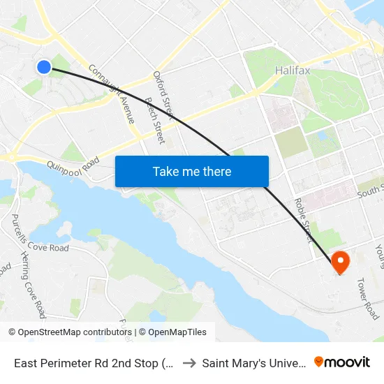 East Perimeter Rd 2nd Stop (6618) to Saint Mary's University map