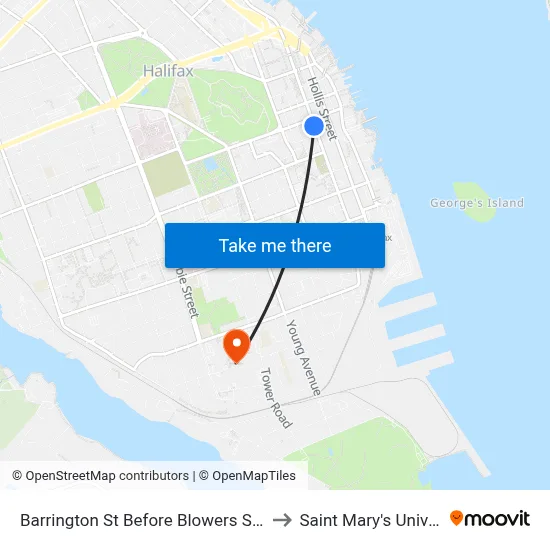 Barrington St Before Blowers St (6102) to Saint Mary's University map
