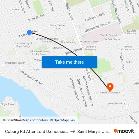 Coburg Rd After Lord Dalhousie Dr (6447) to Saint Mary's University map