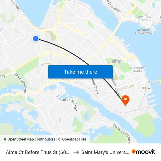 Alma Cr Before Titus St (6032) to Saint Mary's University map