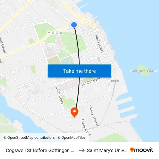 Cogswell St Before Gottingen St (6455) to Saint Mary's University map