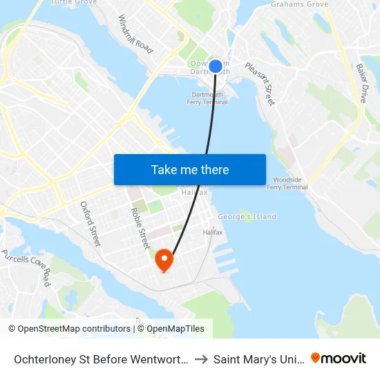 Ochterloney St Before Wentworth St (7389) to Saint Mary's University map