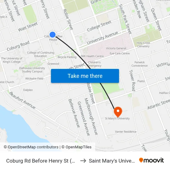 Coburg Rd Before Henry St (6454) to Saint Mary's University map