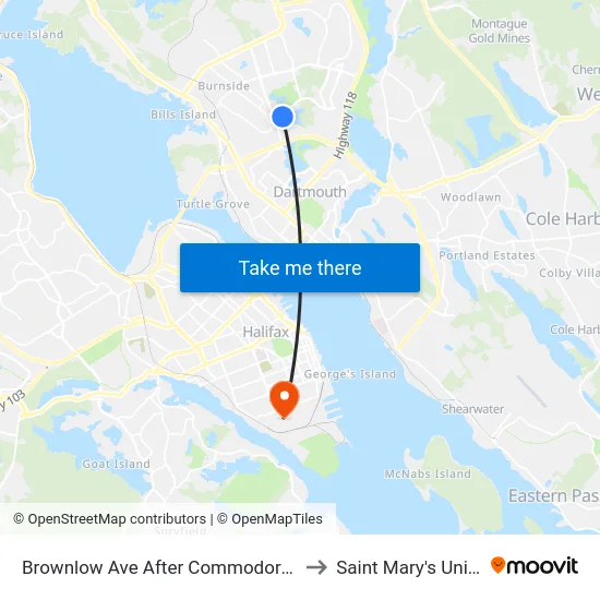 Brownlow Ave After Commodore Dr (6323) to Saint Mary's University map
