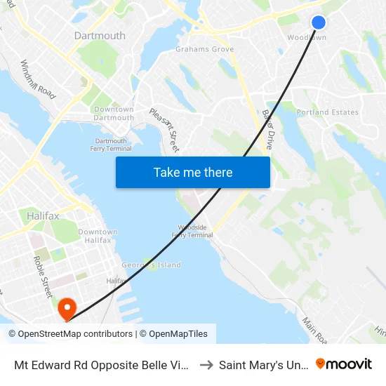 Mt Edward Rd Opposite Belle Vista Dr (7256) to Saint Mary's University map