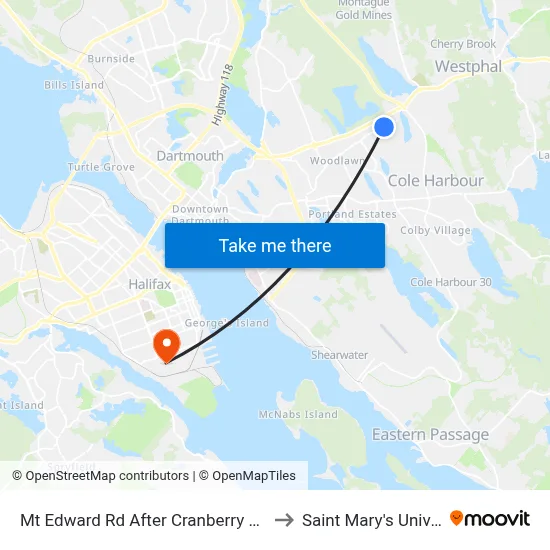 Mt Edward Rd After Cranberry Cr (7259) to Saint Mary's University map